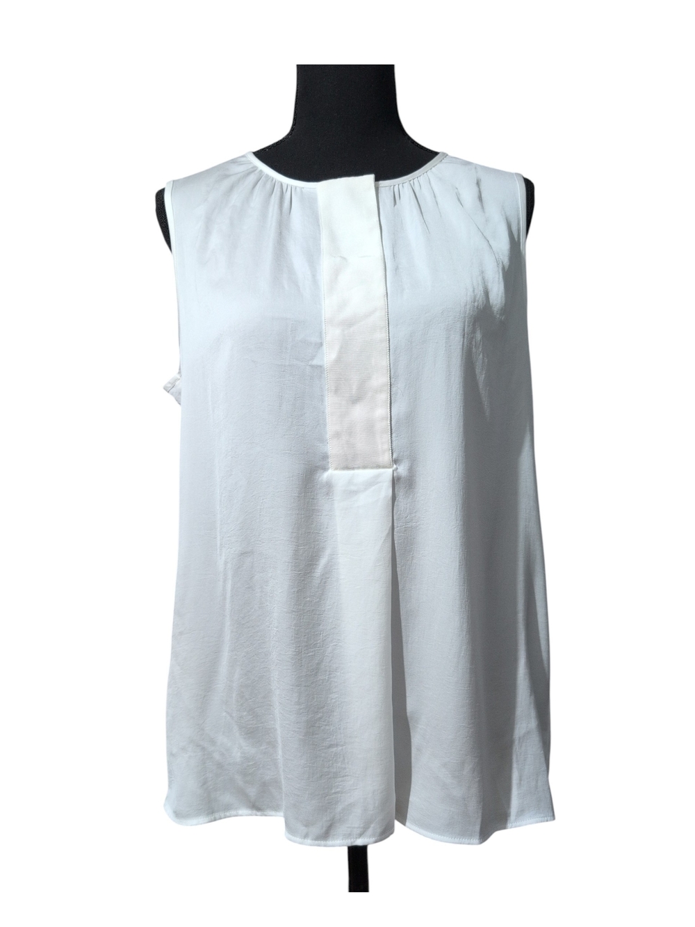 Cabi Sleeveless Pleated Front White Blouse Top Size S